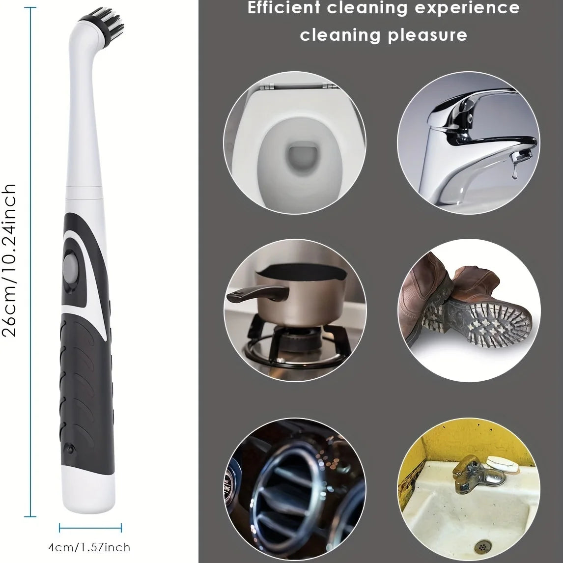 Electric Sonic Cleaning Brush with 4 Replaceable Heads – Multi-Purpose Scrubber for Home Cleaning
