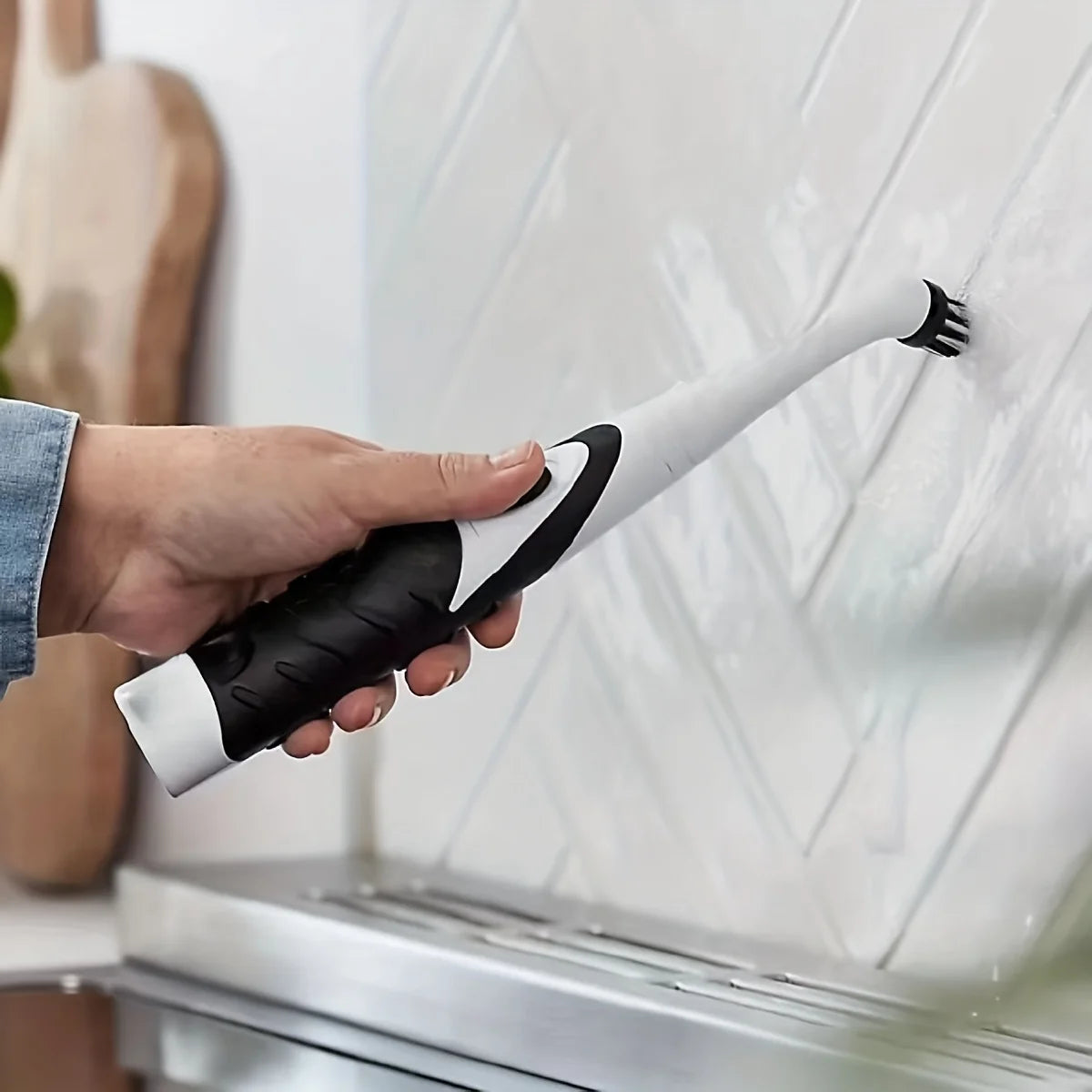 Electric Sonic Cleaning Brush with 4 Replaceable Heads – Multi-Purpose Scrubber for Home Cleaning
