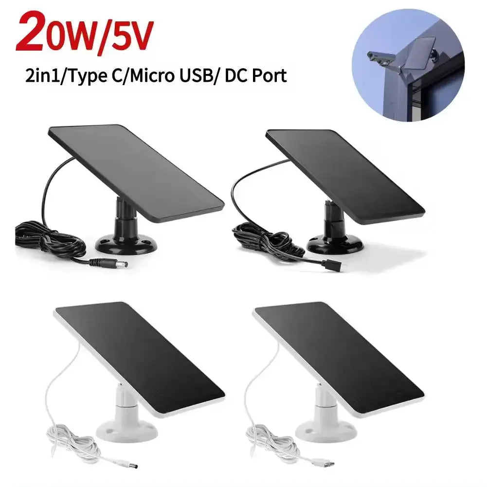 Waterproof Solar Panel Charger with 360° Adjustable Mount – Compatible with EufyCam 3/3C/2/2C/2 Pro