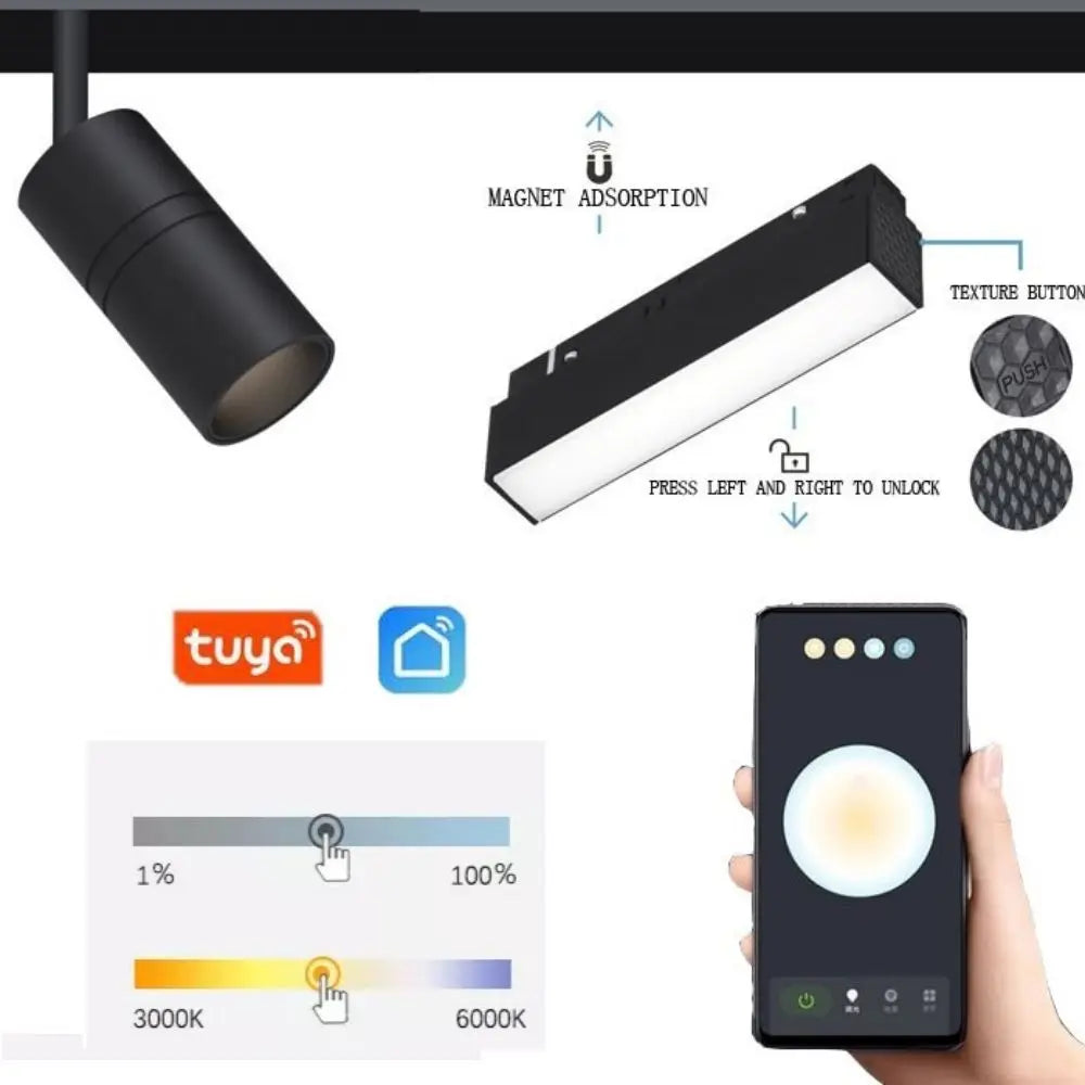 Smart Magnetic Track Rail Lighting System – Modern Flexible LED Spotlights, DC48V Ceiling Light for Indoor & Smart Home Use