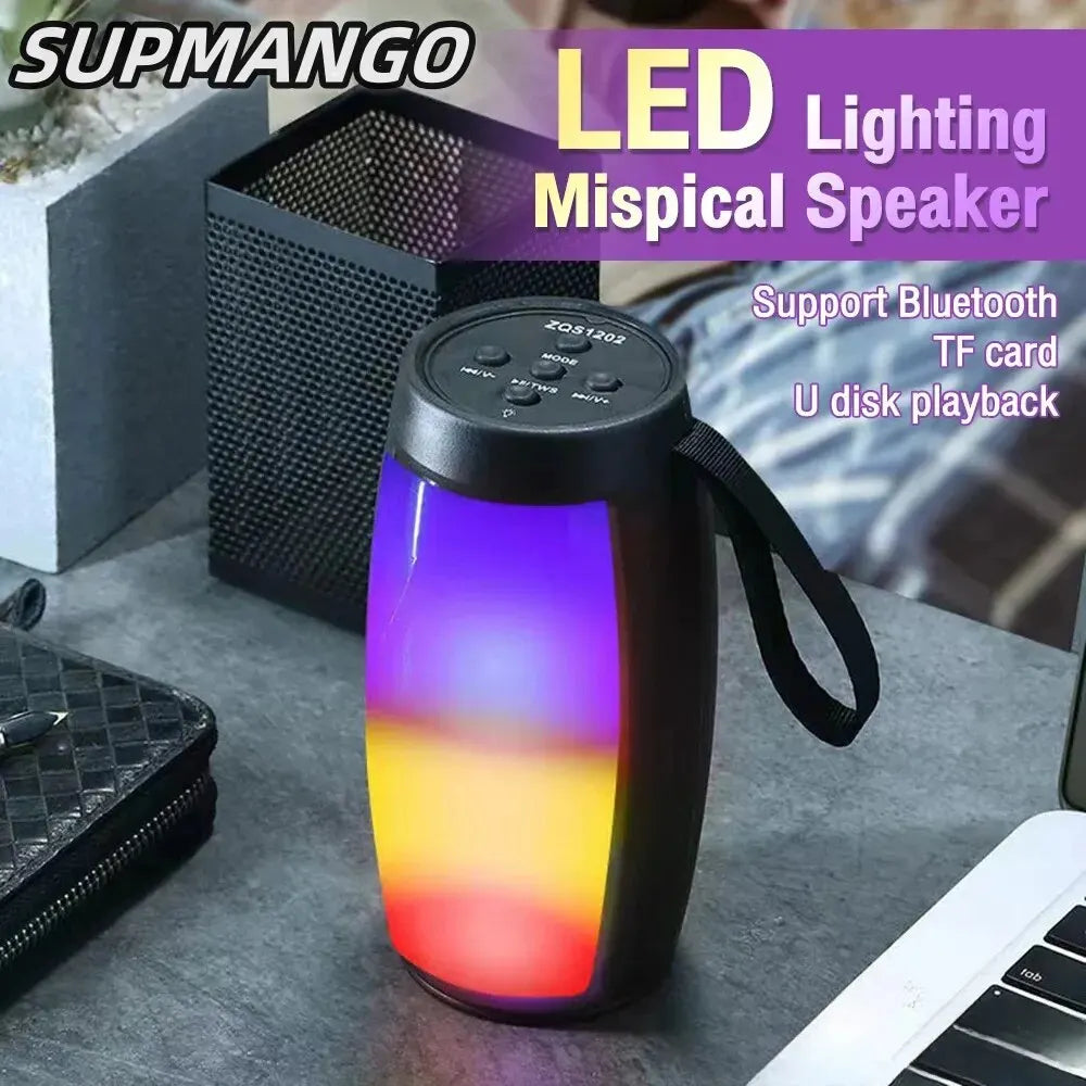 S12 Portable Bluetooth Speaker with Powerful Bass, LED Lights, Subwoofer & MP3 Player – Ideal for Car, Home, and Outdoor Use