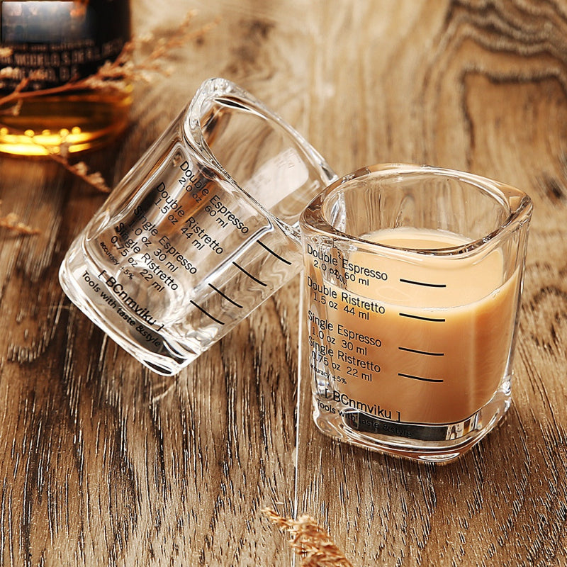 Espresso Shot Glasses Set of 2 Thick Square Measuring Cups