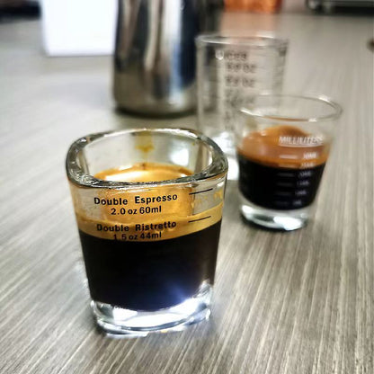 Espresso Shot Glasses Set of 2 Thick Square Measuring Cups