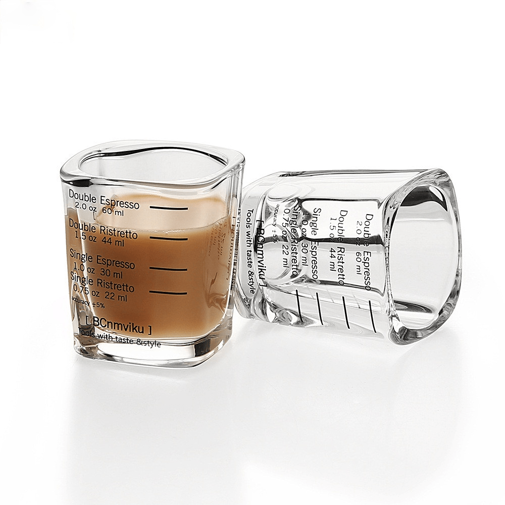 Espresso Shot Glasses Set of 2 Thick Square Measuring Cups