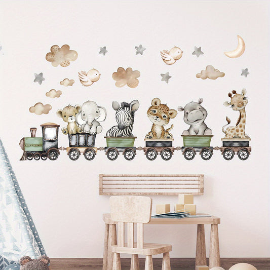 Animal Train Wall Stickers Removable PVC Wall Decals