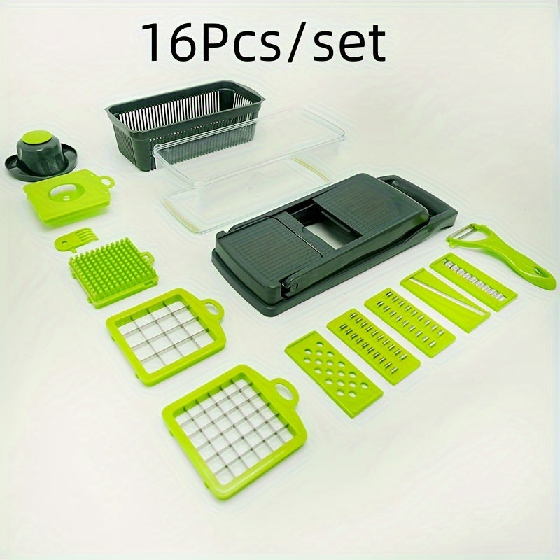 Multifunction Manual Vegetable Chopper and Slicer with Container