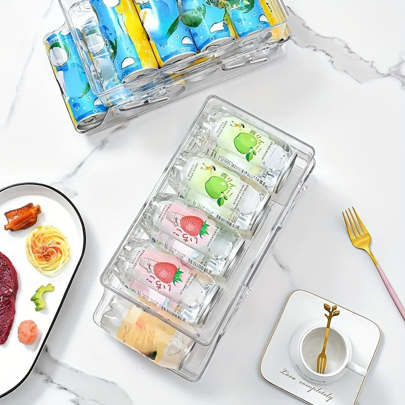 Double Layer Can Organizer Automatic Roll Down Storage Holder