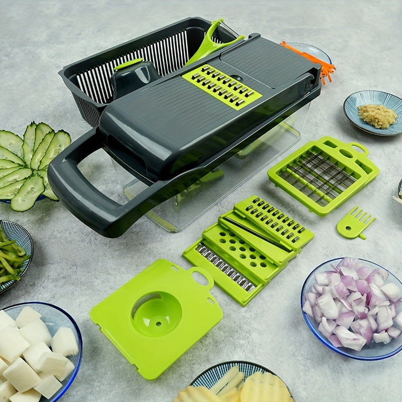 Multifunction Manual Vegetable Chopper and Slicer with Container