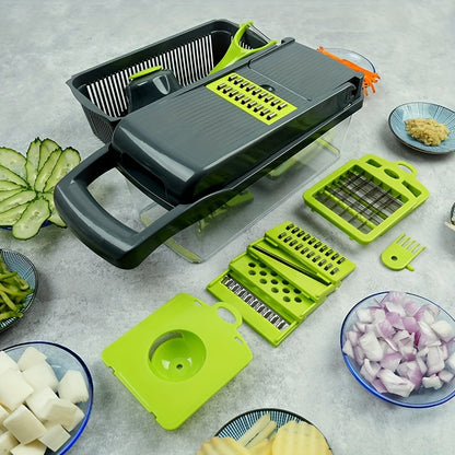 Multifunction Manual Vegetable Chopper and Slicer with Container