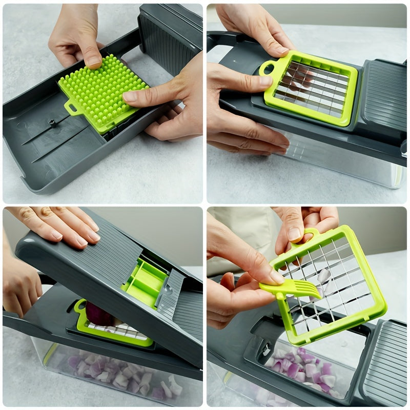Multifunction Manual Vegetable Chopper and Slicer with Container