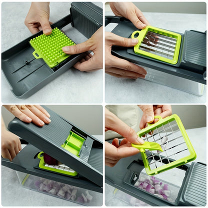 Multifunction Manual Vegetable Chopper and Slicer with Container