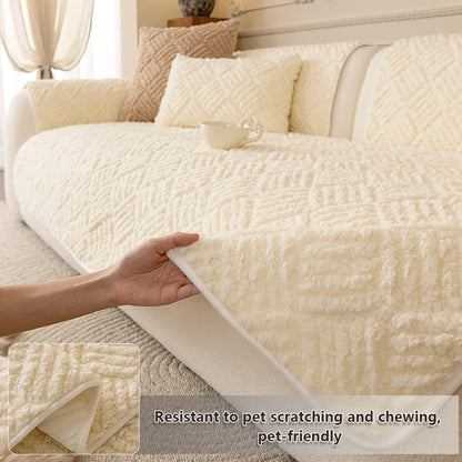 Nordic Minimalist Jacquard Sofa Cover. Soft Warm Polyester Winter Edition