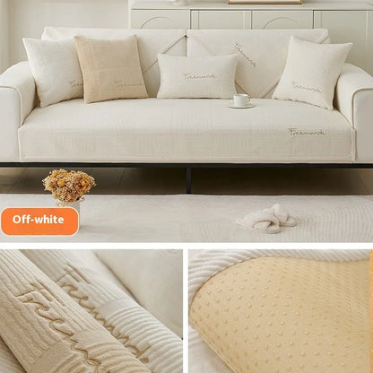 Embroidered Anti Slip Sofa Cover All Season Soft Comfort Fit