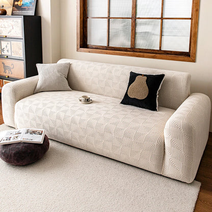 Bohemian Solid Color Geometric Pattern Elastic Sofa Slipcover Customizable Factory Wholesale Pet-Friendly Protector for Living