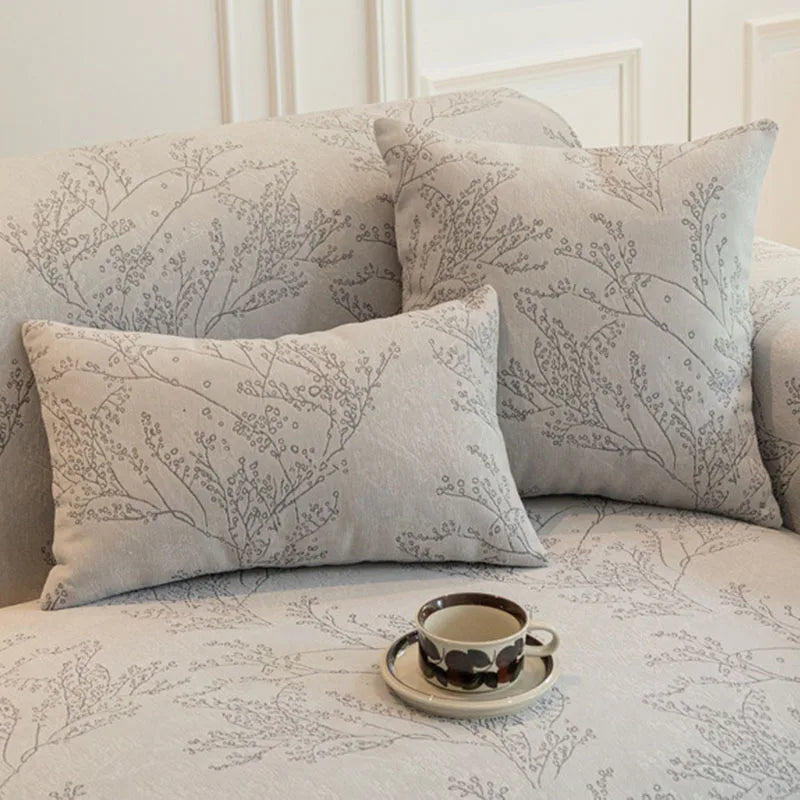Nordic Chenille Sofa Cover. Floral Jacquard Anti Slip Design