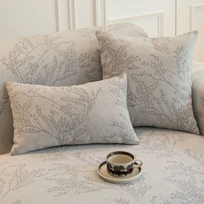 Nordic Chenille Sofa Cover. Floral Jacquard Anti Slip Design