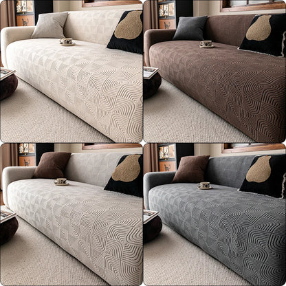 Bohemian Solid Color Geometric Pattern Elastic Sofa Slipcover Customizable Factory Wholesale Pet-Friendly Protector for Living