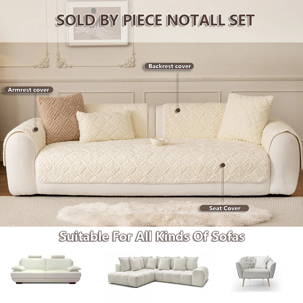 Nordic Minimalist Jacquard Sofa Cover. Soft Warm Polyester Winter Edition
