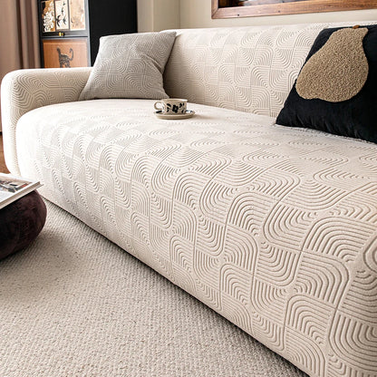 Bohemian Solid Color Geometric Pattern Elastic Sofa Slipcover Customizable Factory Wholesale Pet-Friendly Protector for Living