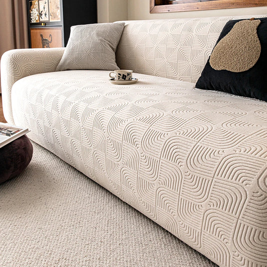Bohemian Solid Color Geometric Pattern Elastic Sofa Slipcover Customizable Factory Wholesale Pet-Friendly Protector for Living