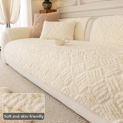 Nordic Minimalist Jacquard Sofa Cover. Soft Warm Polyester Winter Edition