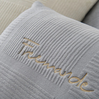 Plush Embroidered Sofa Cover. Soft Thick Anti Slip Winter Comfort