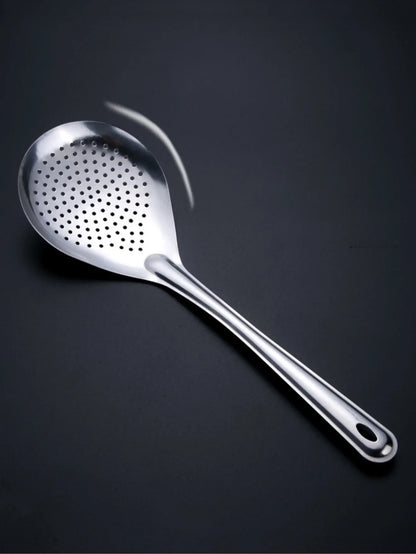 1pc Large Durable Stainless Steel Colander Skimmer Spoon, Heavy Duty Food Strainer Spoon  for Frying & Cooking, Kitchen Utensils