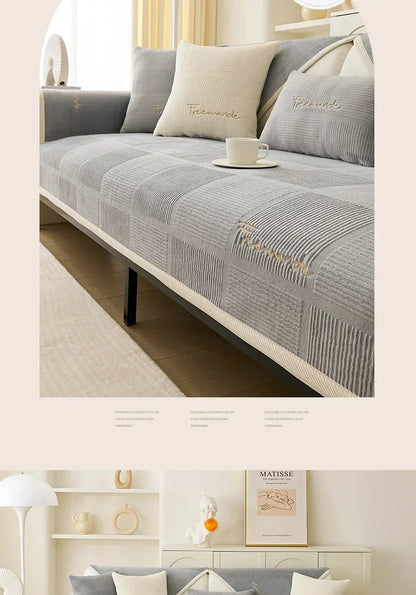 Nordic Solid Sofa Cover. Thick Anti Slip All Season Comfort