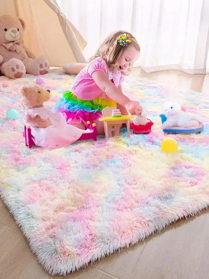 Kids Carpet Girl Rainbow Colors Carpets For Living Room Large Push Soft Bedroom Rugs Bedside Children's Room Floor Cute Mats
