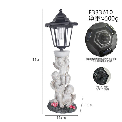 Solar Angel Hexagonal Lantern Statue