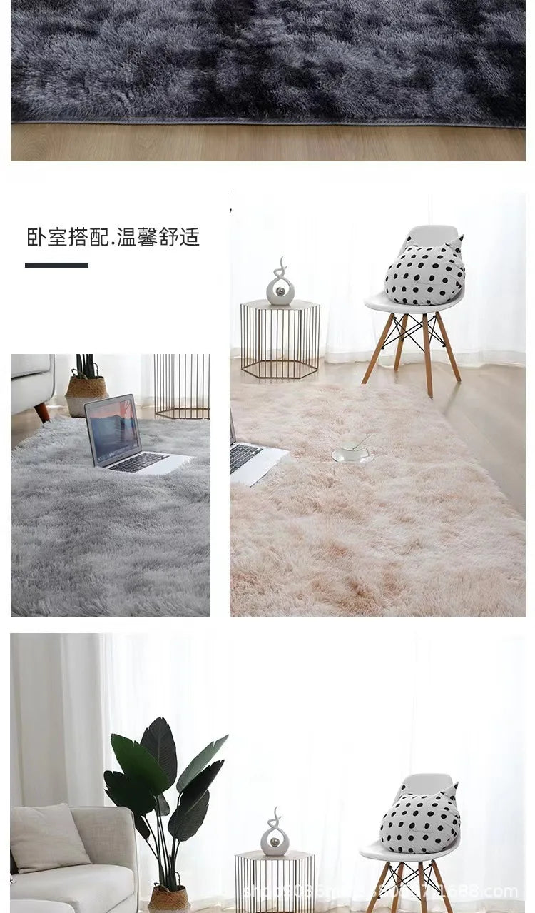 VIKAMA Nordic Plush Bedside Rug - Soft Living Room Floor Mat