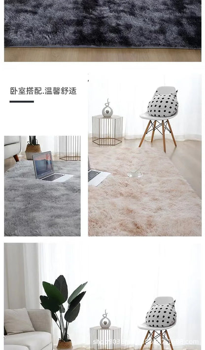 VIKAMA Nordic Plush Bedside Rug - Soft Living Room Floor Mat