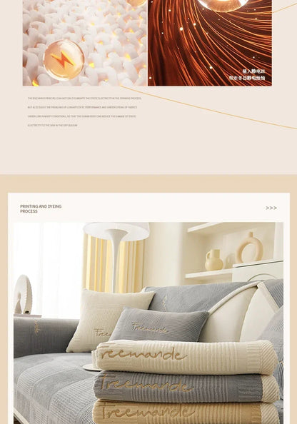 Nordic Solid Sofa Cover. Thick Anti Slip All Season Comfort