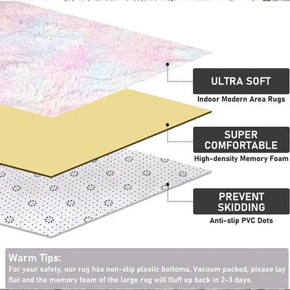 Kids Carpet Girl Rainbow Colors Carpets For Living Room Large Push Soft Bedroom Rugs Bedside Children's Room Floor Cute Mats
