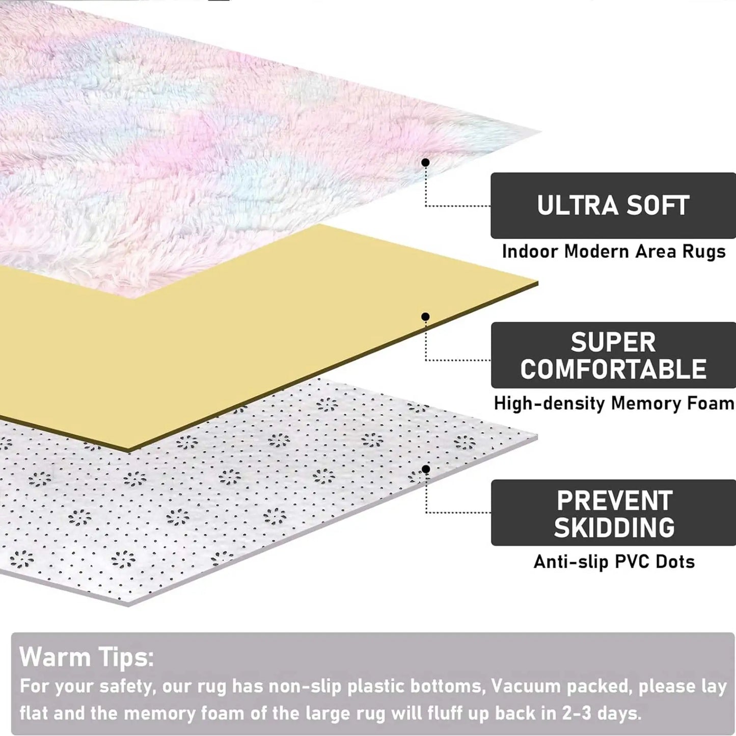 Kids Carpet Girl Rainbow Colors Carpets For Living Room Large Push Soft Bedroom Rugs Bedside Children's Room Floor Cute Mats