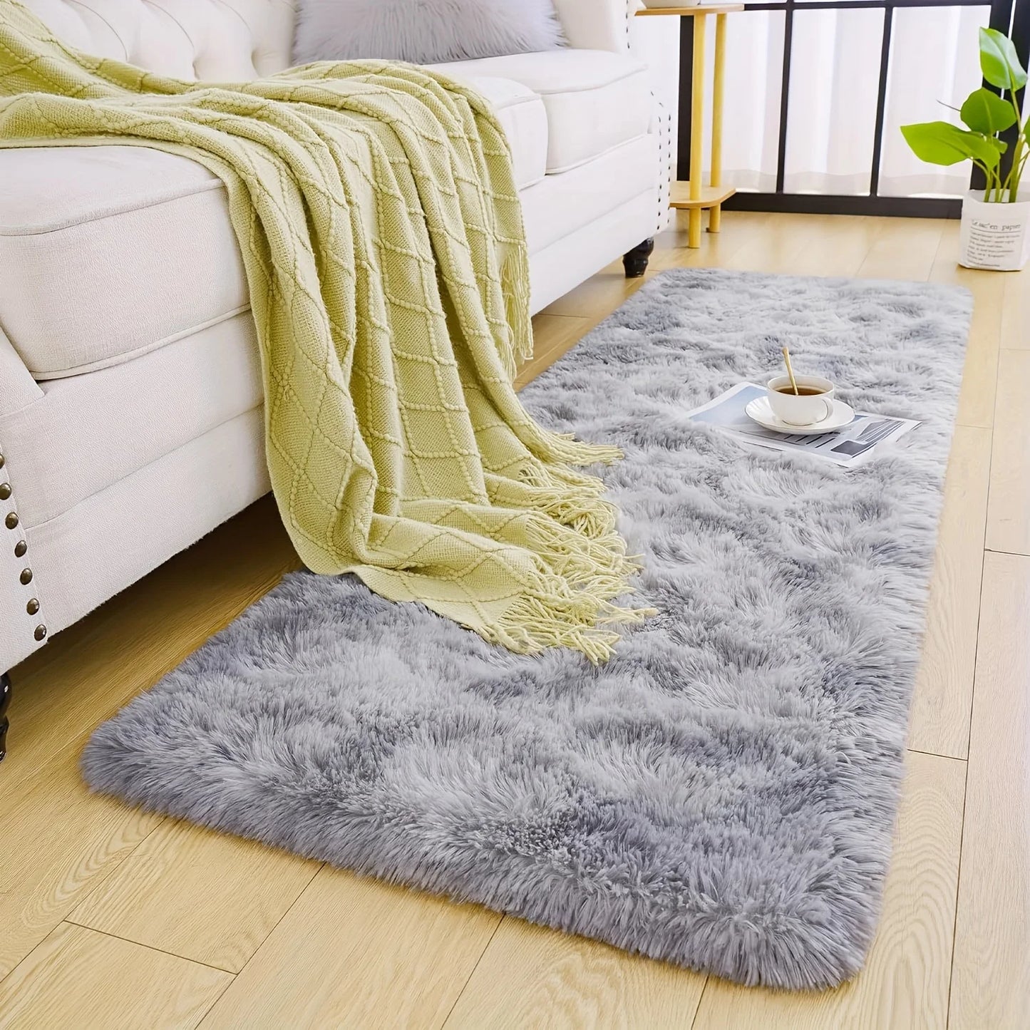 VIKAMA Nordic Plush Bedside Rug - Soft Living Room Floor Mat