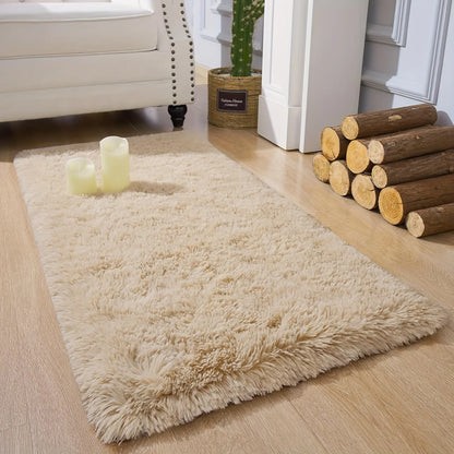 VIKAMA Nordic Plush Bedside Rug - Soft Living Room Floor Mat
