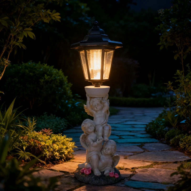 Solar Angel Hexagonal Lantern Statue
