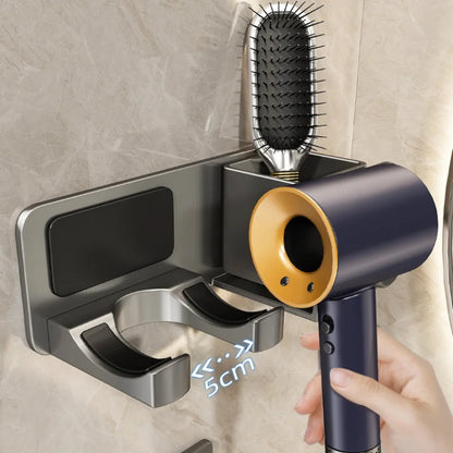 Wall-Mounted Hair Dryer & Bathroom Organizer