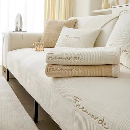 Nordic Solid Sofa Cover. Thick Anti Slip All Season Comfort