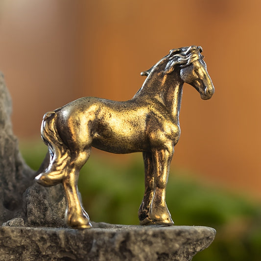 Vintage Brass Horse Figurine, Antique, Feng Shui Home Decor