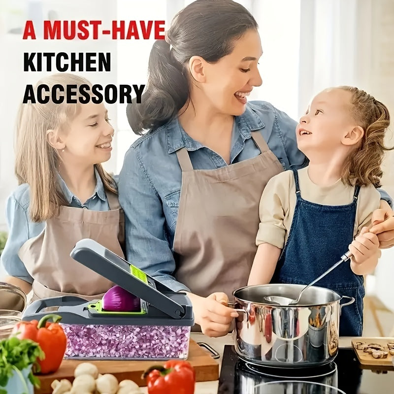 Multifunction Manual Vegetable Chopper and Slicer with Container